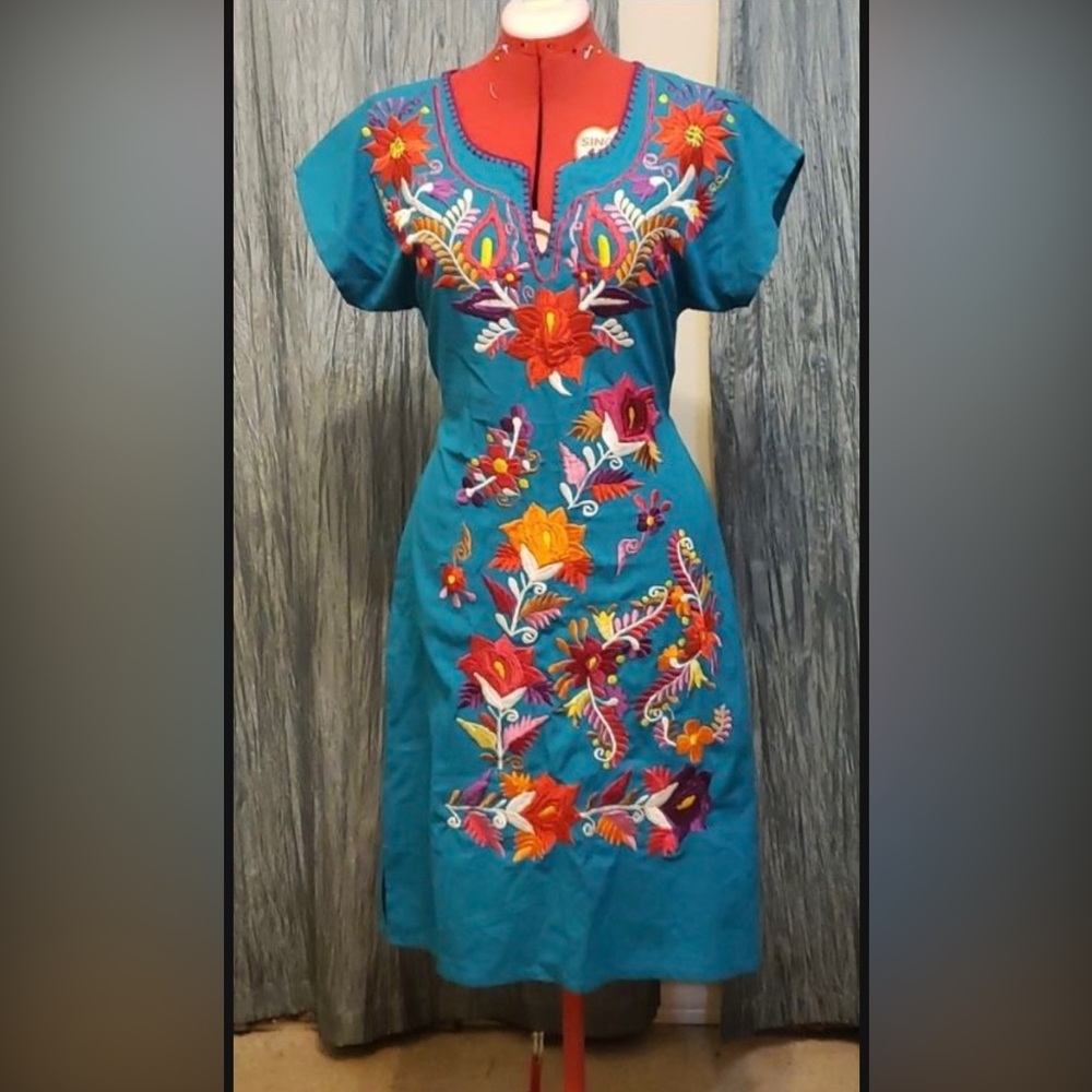 Embroidered Mexican Dress